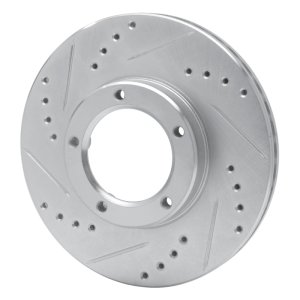 Toyota Hilux Brake Rotor (1) - Front Left - R1 Concepts - Drilled & Slotted - Silver - `89-`08
